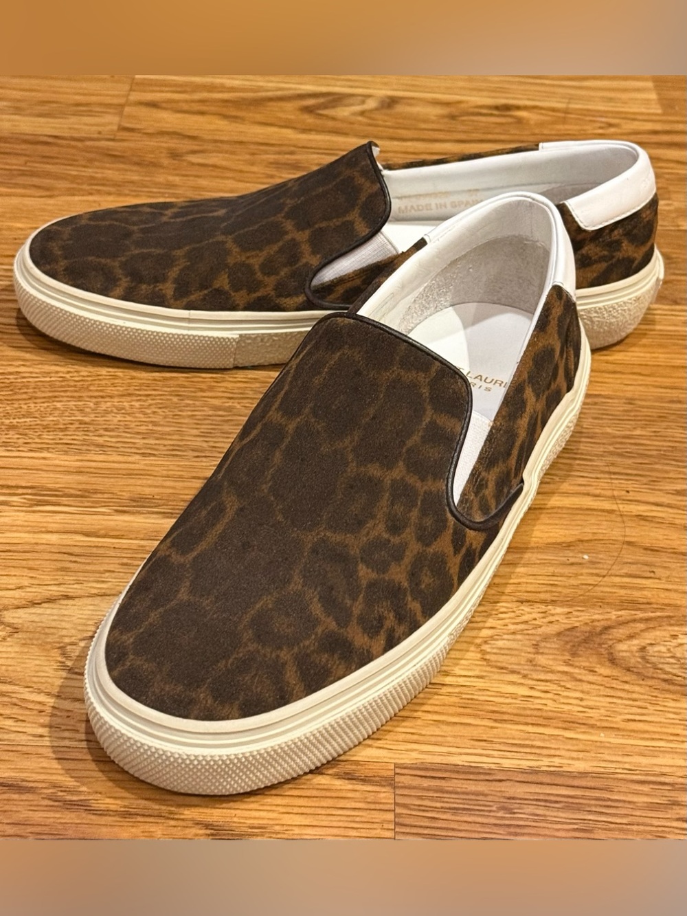 SAINT LAURENT Venice Leopard Pattern Slip-On Sneakers Women’s Size 37/7